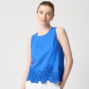J.Crew Embroidered Trim Shell in Bright Grotto, Size X-Large